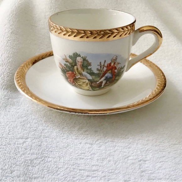 Vintage W.S. George Warranted 22 Karat Gold Ardalt Demitasse Half Cup Saucer - Picture 1 of 15